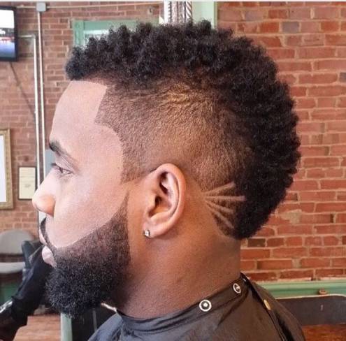 Short Patterned Mohawk black men curly hairstyles