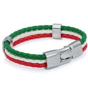 Italian Flag Leather Bracelet