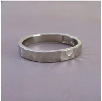 14k Palladium White Gold Hand Hammered Wedding Ring