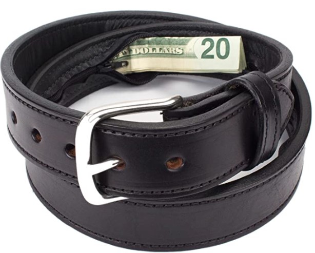 Hidden Money Pocket Travel Leather Belt