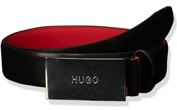 Hugo Boss Mens Baldwin Plaque Leather Belt