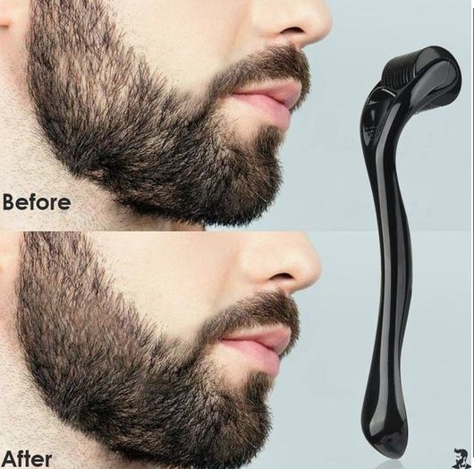 Beard roller before after