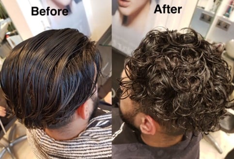 Men's Hair Perm before and after
